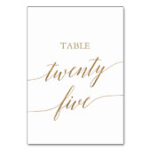 Numéro De Table Élégante calligraphie Or Tableau Numéro Vingt-cinq (Dos)