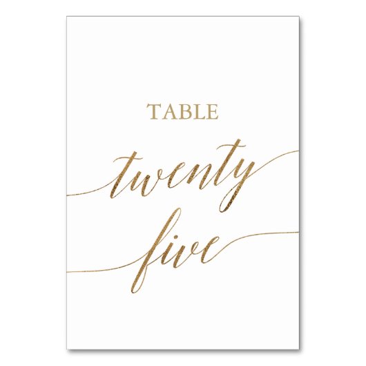 Numéro De Table Élégante calligraphie Or Tableau Numéro Vingt-cinq (Par défaut)