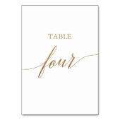 Numéro De Table Élégante calligraphie Or Tableau Quatre Numéro de  (Dos)