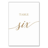 Numéro De Table Élégante calligraphie Or Tableau Six Numéro de tab (Dos)
