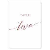 Numéro De Table Élégante calligraphie Rose en or Tableau Deux (Dos)