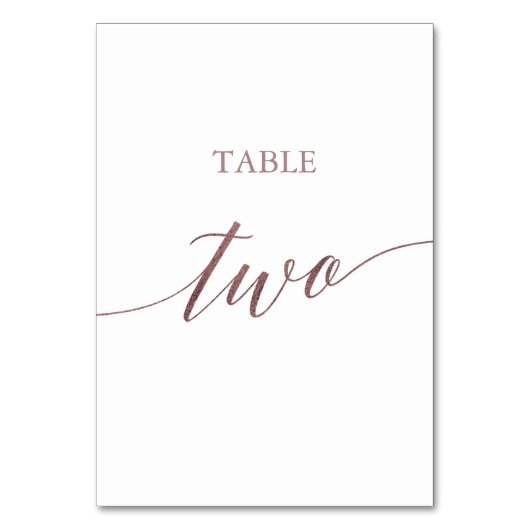 Numéro De Table Élégante calligraphie Rose en or Tableau Deux (Dos)