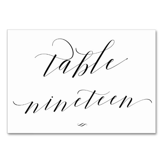 Numéro De Table Elégante Calligraphie Table Dix-neuf Réception (Dos)
