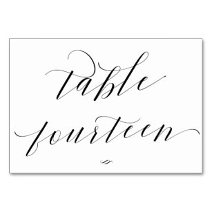 Numéro De Table Élégante calligraphie Table Quatorze Réception