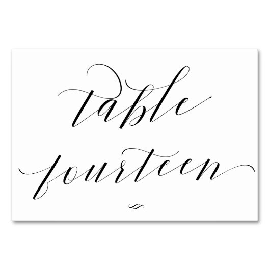 Numéro De Table Élégante calligraphie Table Quatorze Réception (Devant)