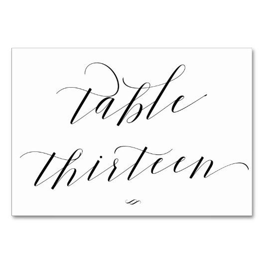Numéro De Table Élégante calligraphie Tableau Treize Réception (Devant)