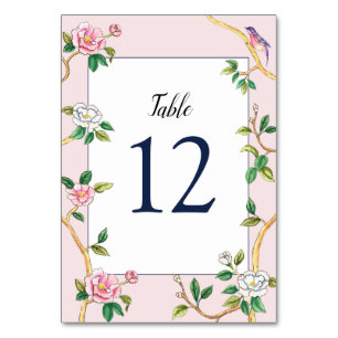 Numéro De Table Élégante Chinoiserie Floral Rose