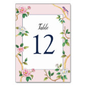 Numéro De Table Élégante Chinoiserie Floral Rose (Dos)