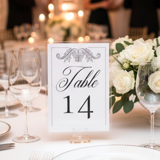 Numéro De Table Élégante Chinoiserie noire Mariage Bird Crest