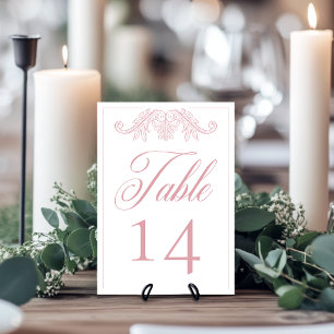 Numéro De Table Élégante Chinoiserie rose Mariage de crête d'oisea