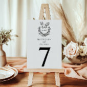 Numéro De Table Élégante colombe botanique Initiales de Mariage Co