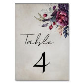 Numéro De Table Elégante couleur gothique déprimée Florale (Dos)