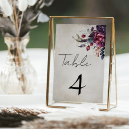 Numéro De Table Elégante couleur gothique déprimée Florale