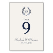 Numéro De Table Elégante couronne de mariage Monogramme crème mari (Dos)