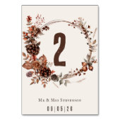 Numéro De Table Elégante couronne mariage d'automne rustique (Par défaut)
