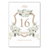 Numéro De Table Élégante Crête Florale Blanche verte Numéro de tab (Dos)