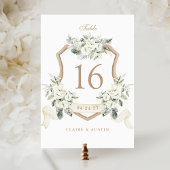 Numéro De Table Élégante Crête Florale Blanche verte Numéro de tab