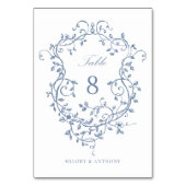 Numéro De Table Élégante crête Florale Bleue Français (Par défaut)