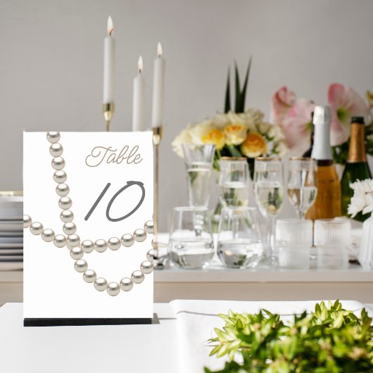 Numéro De Table Elégante Fête des mariées de collier Pearl