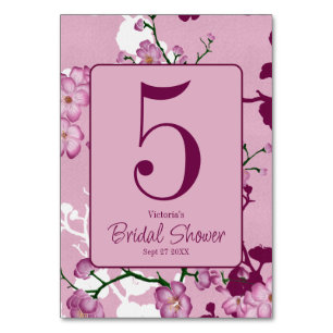 Numéro De Table Élégante Fête des mariées de fleurs de cerises ros
