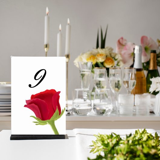 Numéro De Table Élégante Fête des mariées de rose rouge