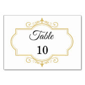 Numéro De Table Elégante Filigree or sur blanc, Mariage (Devant)