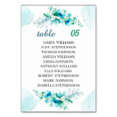 Numéro De Table Elégante Fleur Bleue Mariage personnalisé (Dos)