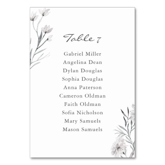 Numéro De Table Élégante fleur dessinée à la main. Tableau de sièg (Par défaut)