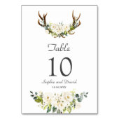 Numéro De Table Élégante Fleurs de crème blanche Mariage Antlers (Dos)