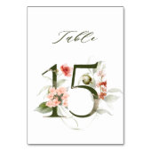 Numéro De Table Élégante florale botanique numéro 15, (Dos)