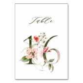 Numéro De Table Élégante florale botanique numéro 16, (Dos)