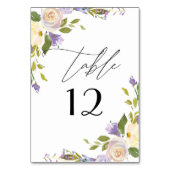 Numéro De Table Élégante florales violettes aquarelle calligraphie (Dos)