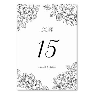Numéro De Table Élégante Hydrangea Florale Table de Mariage Romant