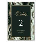 Numéro De Table Élégante Mariage en marbre vert et or (Dos)