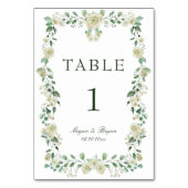 Numéro De Table Élégante Mariée Fleurie Blanche de Verdure (Dos)