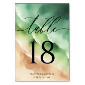 Numéro De Table Elégante Ocean Beach Eté Aquarelle Script de table (Dos)