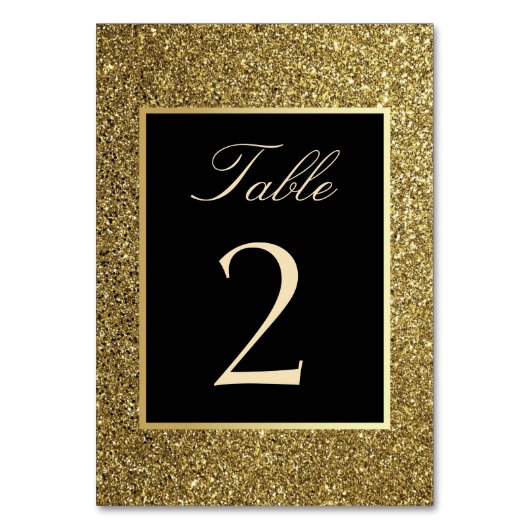 Numéro De Table Elégante Parties scintillant Gold et Black Mariage (Par défaut)