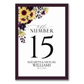 Numéro De Table Elégante Plum Purple Sunflower Aquarelle Réception (Dos)