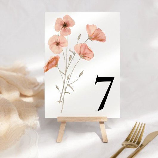 Numéro De Table Elégante prairie de pavot Orange Fleurs