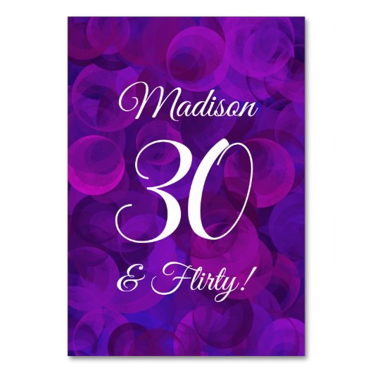 Numéro De Table Élégante Purple 30 & Flirty Anniversaire (Par défaut)