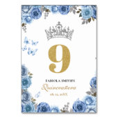 Numéro De Table Elégante quinceanera bleu et or poussiéreux (Par défaut)