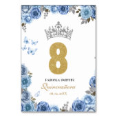 Numéro De Table Elégante quinceanera bleu et or poussiéreux (Par défaut)