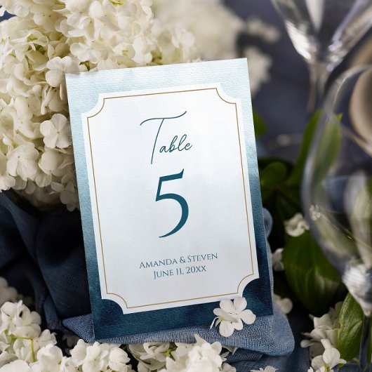 Numéro De Table Elégante Réception de mariage bleu