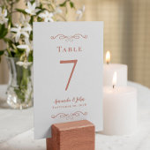 Numéro De Table Elégante Réception de mariage Calligraphie Rose Or
