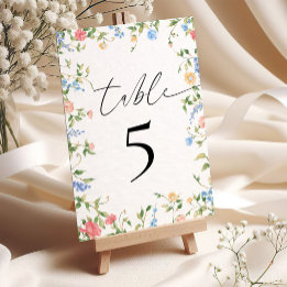 Numéro De Table Elégante Réception De Mariage Fleur sauvage