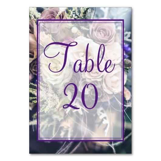Numéro De Table Elégante Réception De Mariage Floral Violet (Par défaut)