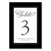 Numéro De Table Elégante Réception de mariage noir et blanc (Dos)