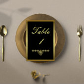 Numéro De Table Elégante réception de mariage noir et or