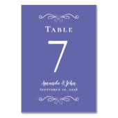 Numéro De Table Elégante Réception De Mariage Périwinkle Bleu Blan (Dos)