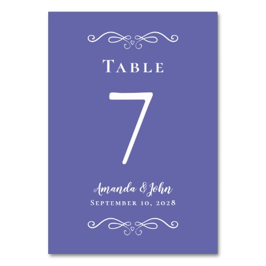 Numéro De Table Elégante Réception De Mariage Périwinkle Bleu Blan (Par défaut)